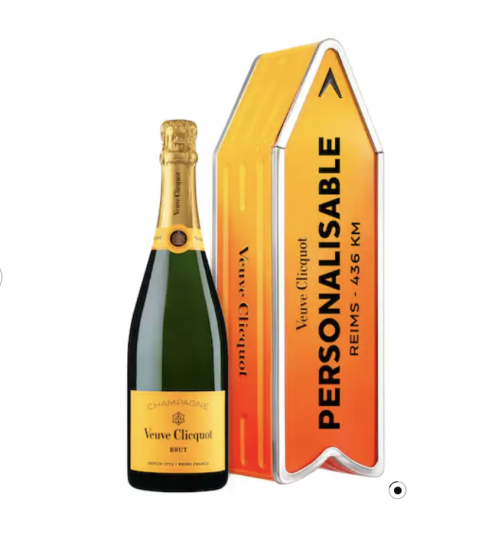 Veuve Clicquot Brut Carte Jaune sous coffret Arrow édition limitée Orange personnalisable