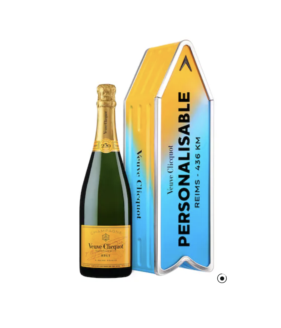 Veuve Clicquot Brut Carte Jaune sous coffret Arrow édition limitée Bleu personnalisable