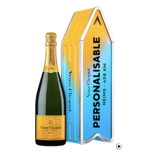 Veuve Clicquot Brut Carte Jaune sous coffret Arrow édition limitée Bleu personnalisable