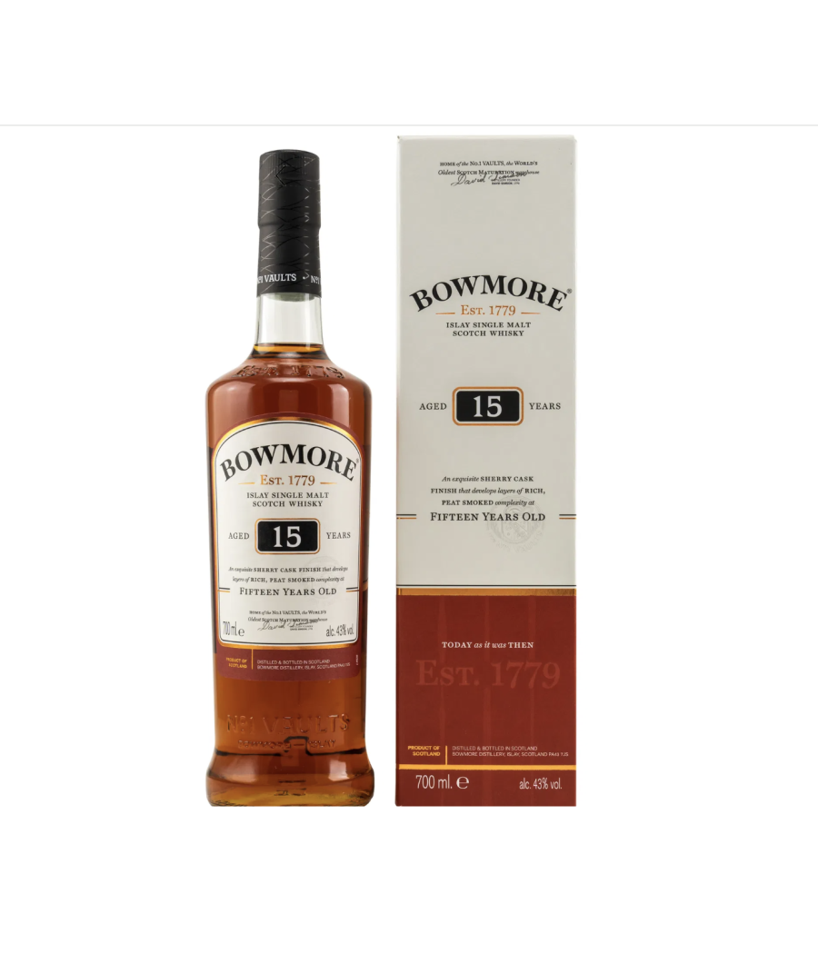 Bowmore 15 ans Islay Single Malt Scotch avec étui