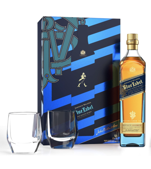 Johnnie Walker Blue, Scotch Whisky, Pack avec deux verres cadeaux